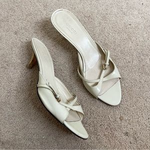 Vintage Gucci White Mule Heels